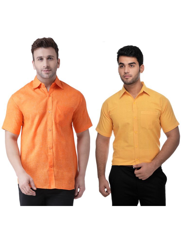     			RIAG Cotton Blend Regular Fit Solids Half Sleeves Men's Casual Shirt - Mustard ( Pack of 2 )