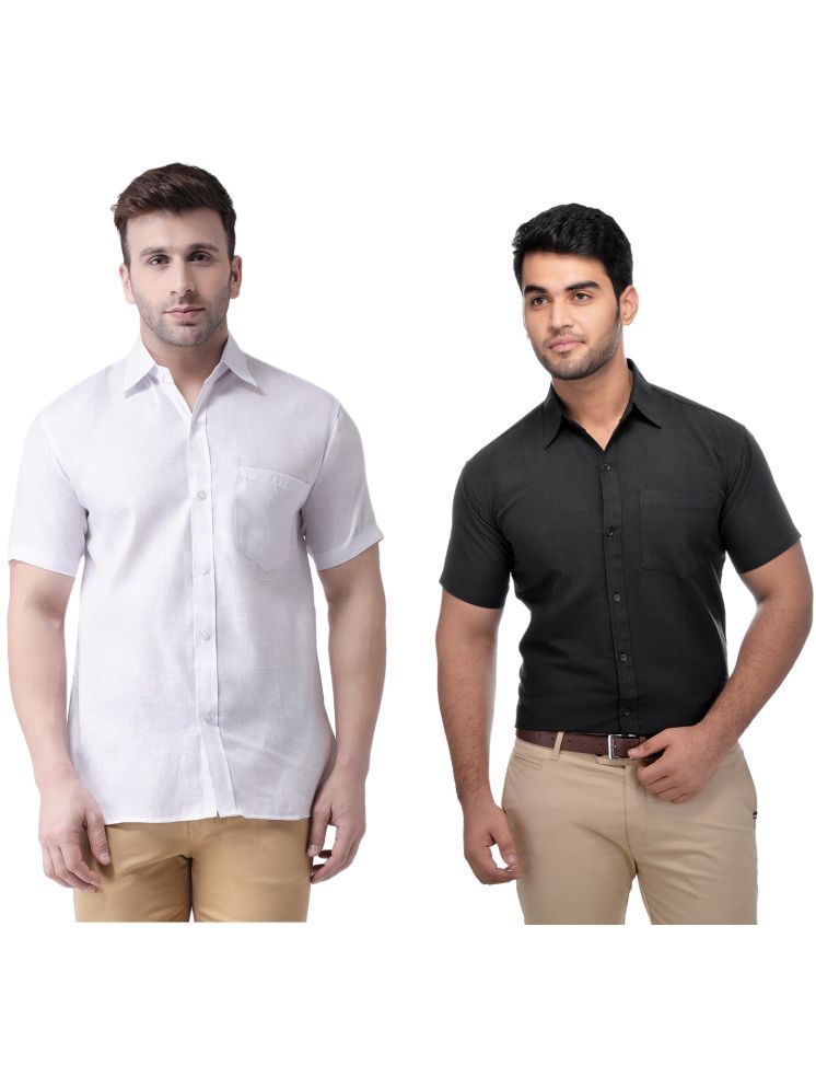     			RIAG Cotton Blend Regular Fit Solids Half Sleeves Men's Casual Shirt - Black ( Pack of 2 )