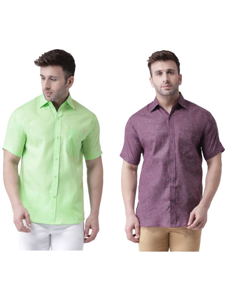     			RIAG Cotton Blend Regular Fit Solids Half Sleeves Men's Casual Shirt - Purple ( Pack of 2 )