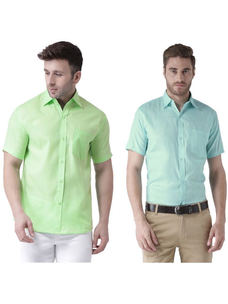     			RIAG Cotton Blend Regular Fit Solids Half Sleeves Men's Casual Shirt - Turquoise ( Pack of 2 )