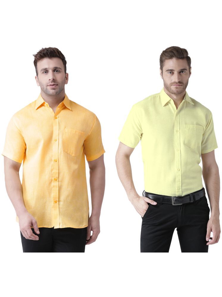     			RIAG Cotton Blend Regular Fit Solids Half Sleeves Men's Casual Shirt - Yellow ( Pack of 2 )