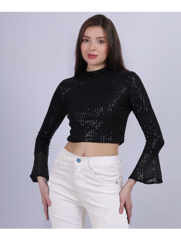     			aumbe Black Georgette Women's Crop Top ( Pack of 1 )