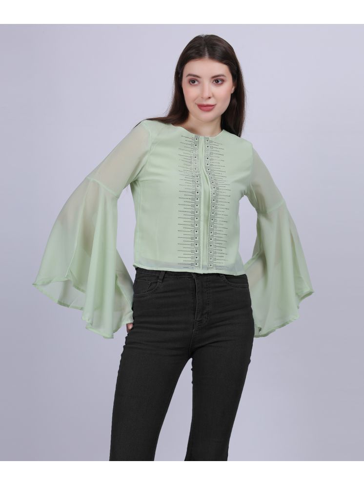     			aumbe Green Chiffon Women's Regular Top ( Pack of 1 )