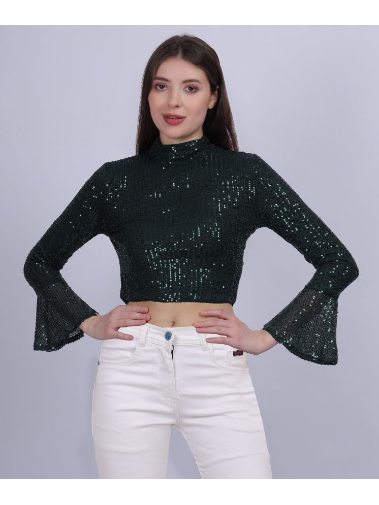     			aumbe Green Georgette Women's Crop Top ( Pack of 1 )