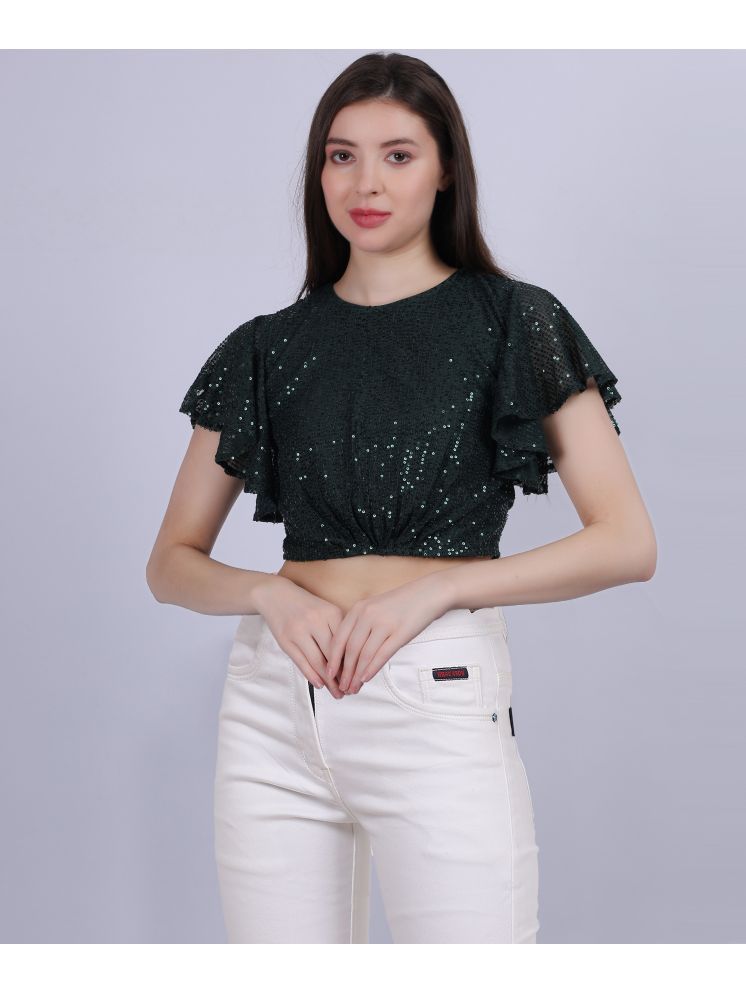     			aumbe Green Georgette Women's Crop Top ( Pack of 1 )