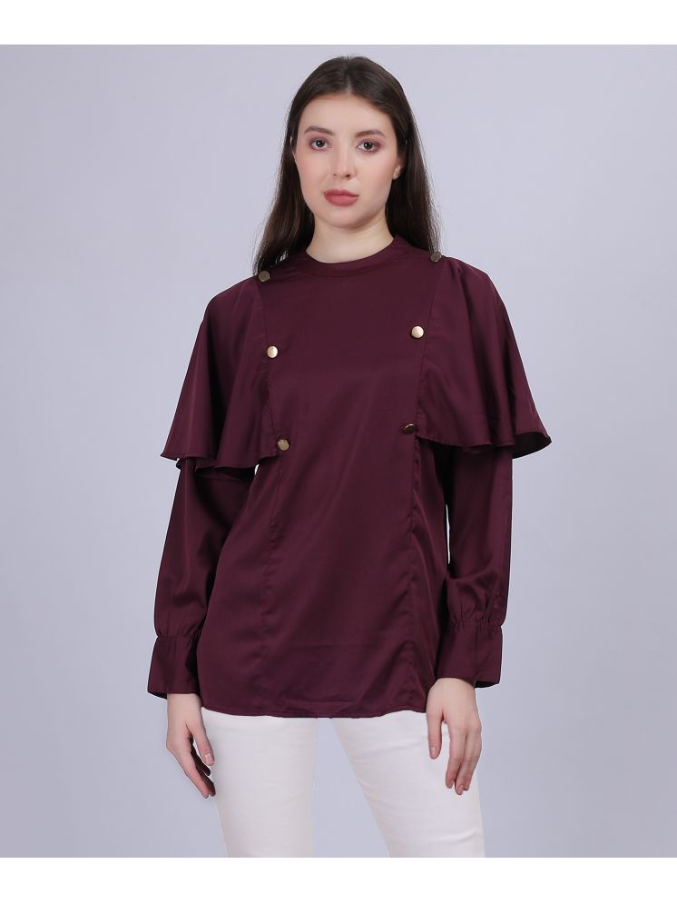     			aumbe Wine Satin Women's Regular Top ( Pack of 1 )