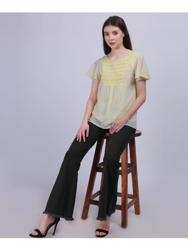     			aumbe Yellow Chiffon Women's Regular Top ( Pack of 1 )