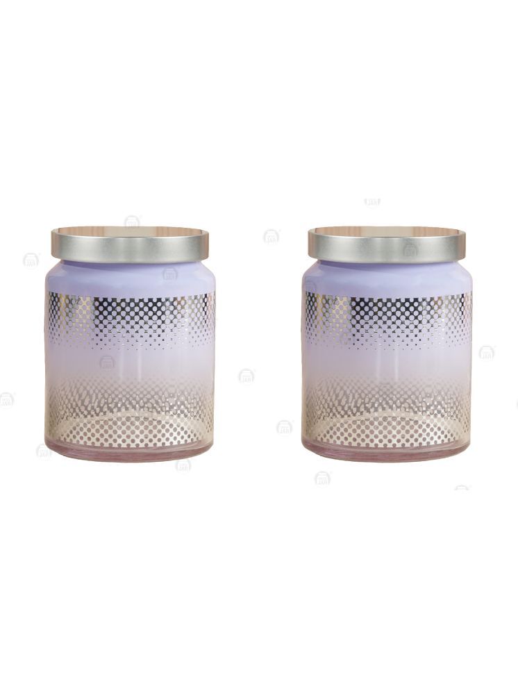     			CROCO JAR Glass Silver Cookie Container ( Set of 2 )