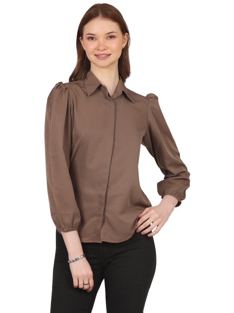     			FASHJONS 360 Coffee Crepe Women's Shirt Style Top ( Pack of 1 )