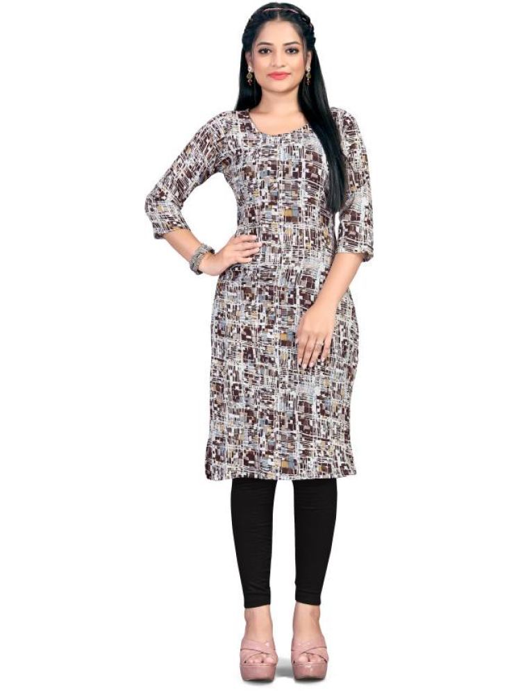     			INDIAN SILKS Rayon Printed Straight Women's Kurti - Brown ( Pack of 1 )