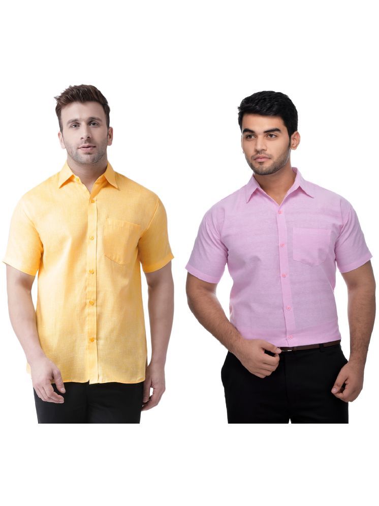     			KLOSET By RIAG Cotton Blend Regular Fit Solids Half Sleeves Men's Casual Shirt - Pink ( Pack of 2 )