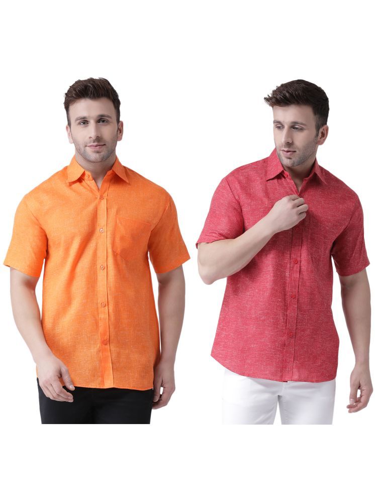     			KLOSET By RIAG Cotton Blend Regular Fit Solids Half Sleeves Men's Casual Shirt - Red ( Pack of 2 )