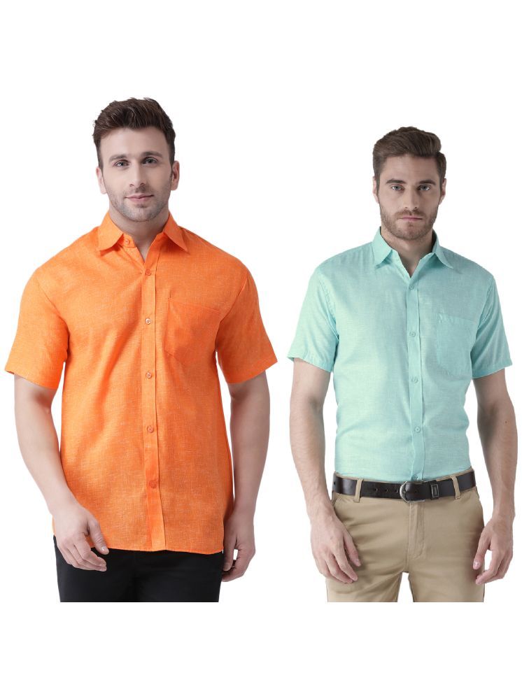     			KLOSET By RIAG Cotton Blend Regular Fit Solids Half Sleeves Men's Casual Shirt - Turquoise ( Pack of 2 )