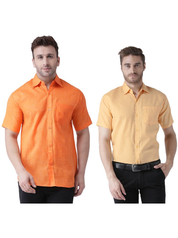     			KLOSET By RIAG Cotton Blend Regular Fit Solids Half Sleeves Men's Casual Shirt - Mustard ( Pack of 2 )