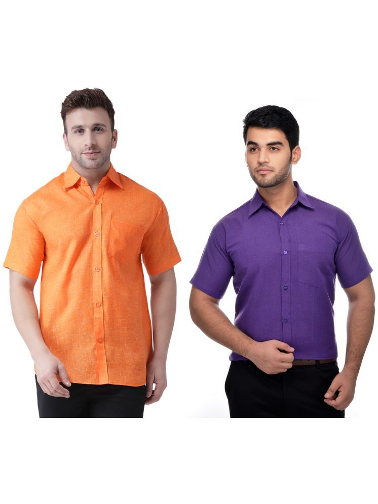     			KLOSET By RIAG Cotton Blend Regular Fit Solids Half Sleeves Men's Casual Shirt - Purple ( Pack of 2 )