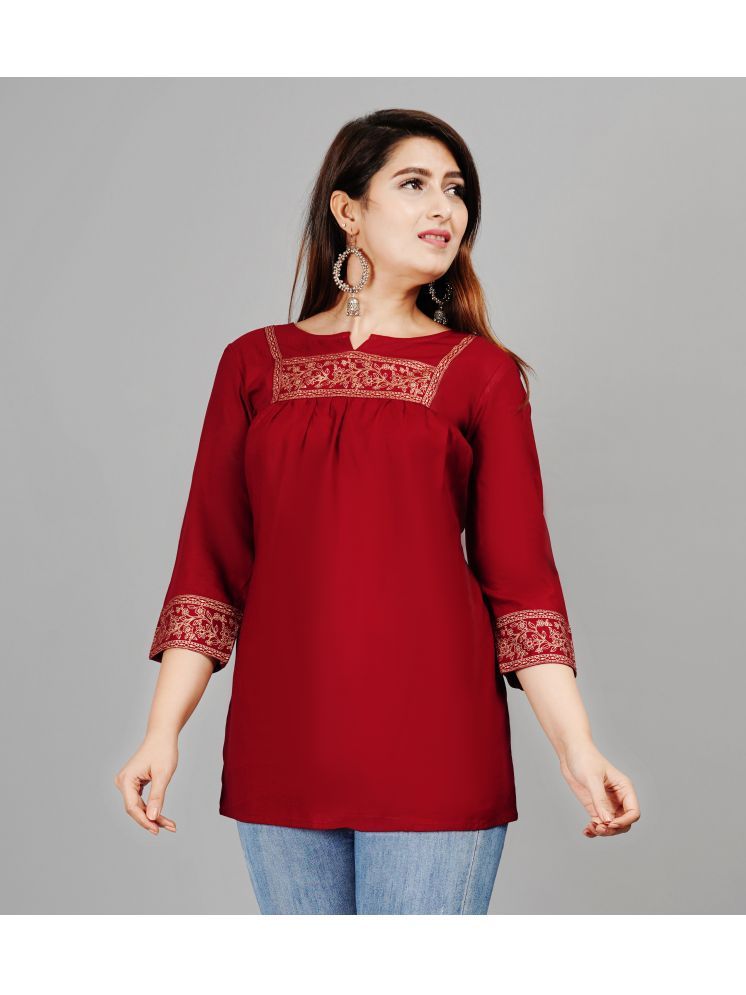     			NUPITAL Maroon Rayon Women's Regular Top ( Pack of 1 )