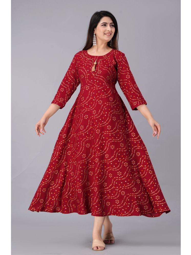     			NUPITAL Rayon Self Design Anarkali Women's Kurti - Maroon ( Pack of 1 )