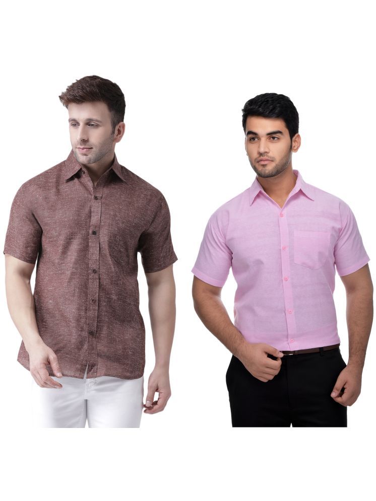     			RIAG Cotton Blend Regular Fit Solids Half Sleeves Men's Casual Shirt - Pink ( Pack of 2 )