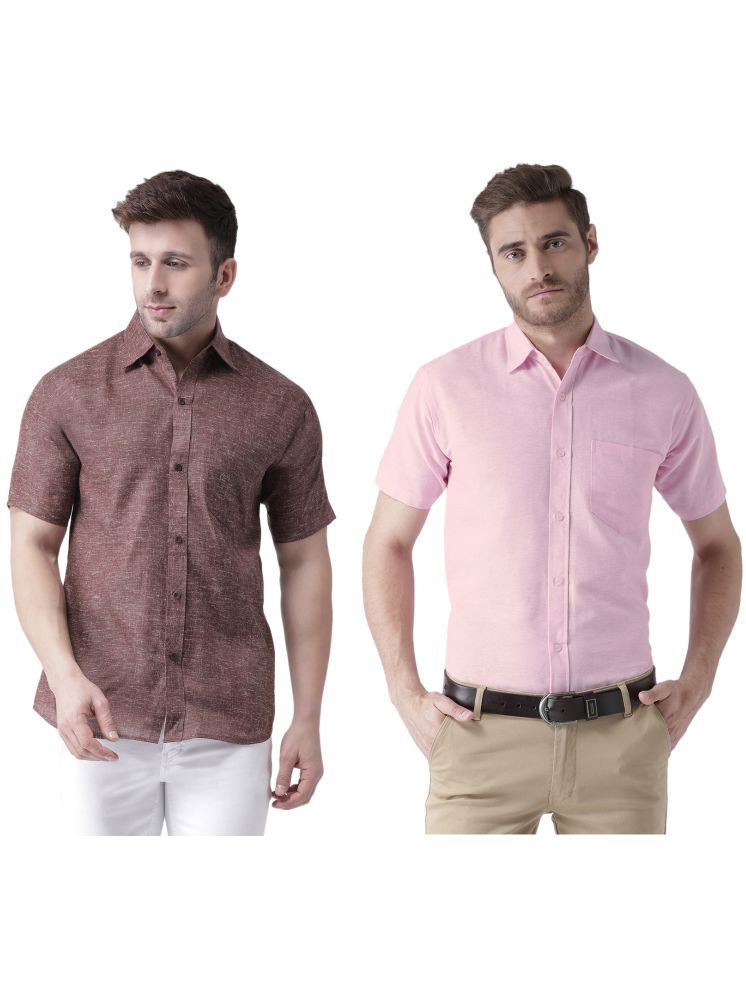     			RIAG Cotton Blend Regular Fit Solids Half Sleeves Men's Casual Shirt - Pink ( Pack of 2 )