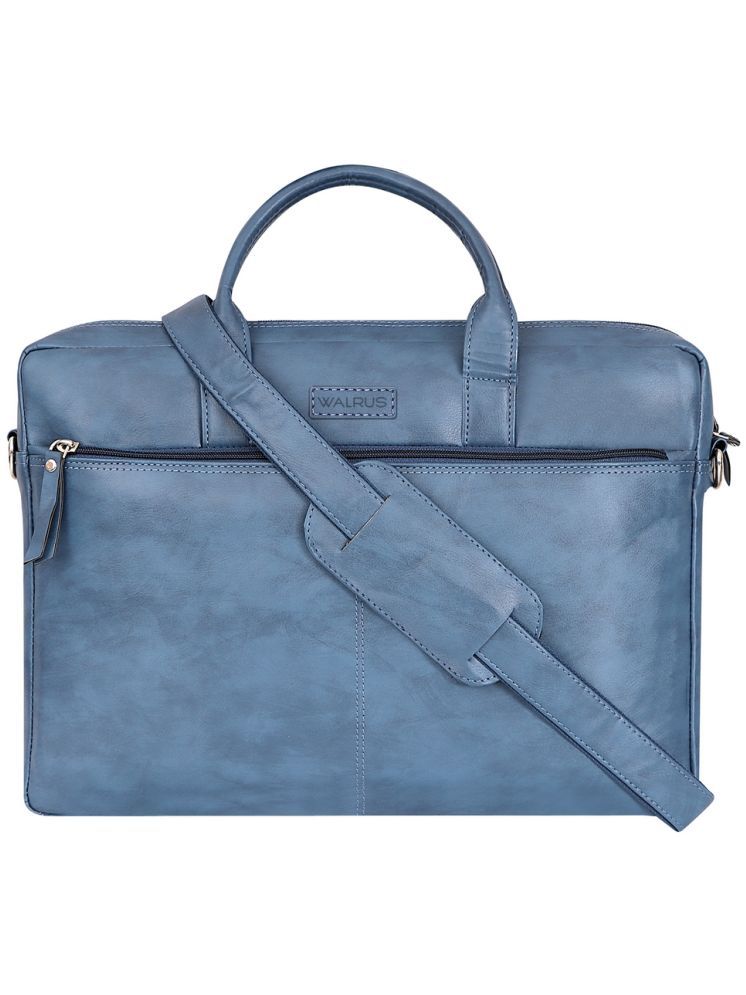     			Walrus Blue Faux Leather Office Bag