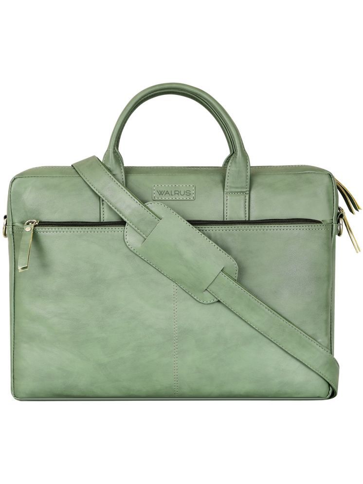     			Walrus Green Faux Leather Office Bag