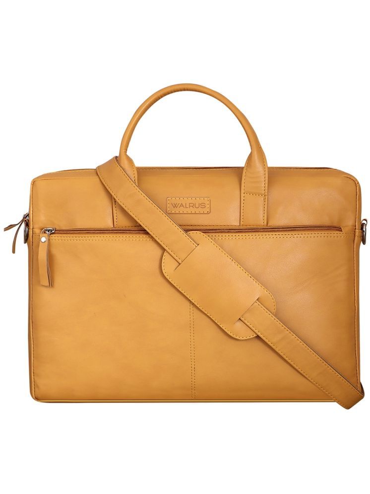     			Walrus Yellow Faux Leather Office Bag