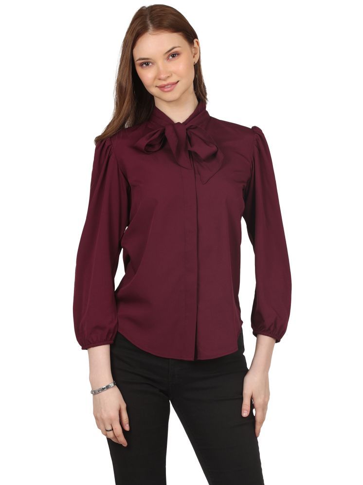     			kg trenzz Maroon Crepe Women's Shirt Style Top ( Pack of 1 )