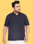 The Million Club Cotton Regular Fit Printed Half Sleeves Men's Polo T Shirt - Navy Blue ( Pack of 1 )