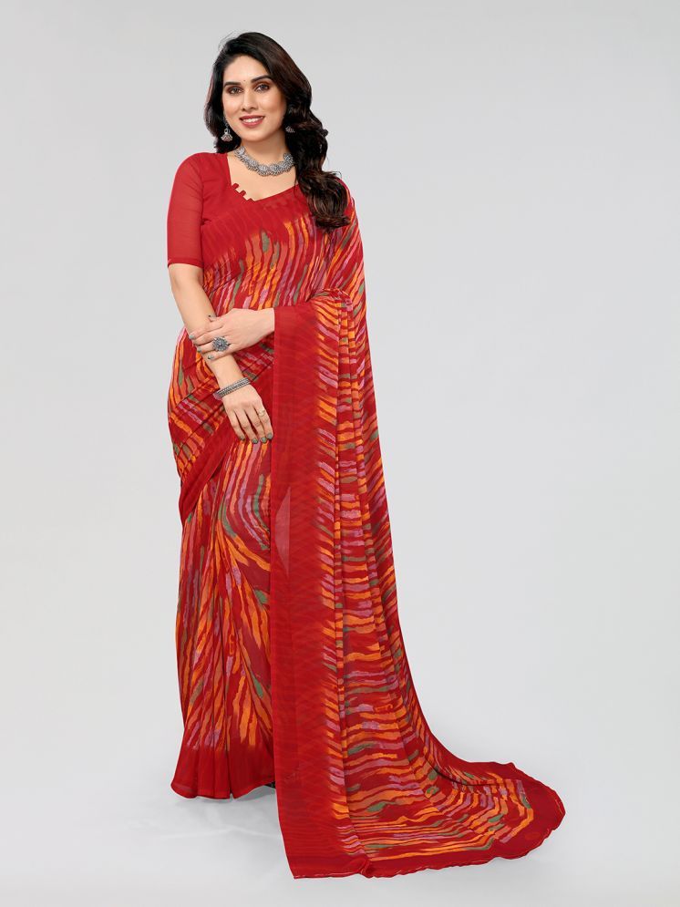     			ANAND SAREES Chiffon Printed Saree With Blouse Piece - Red ( Pack of 1 )