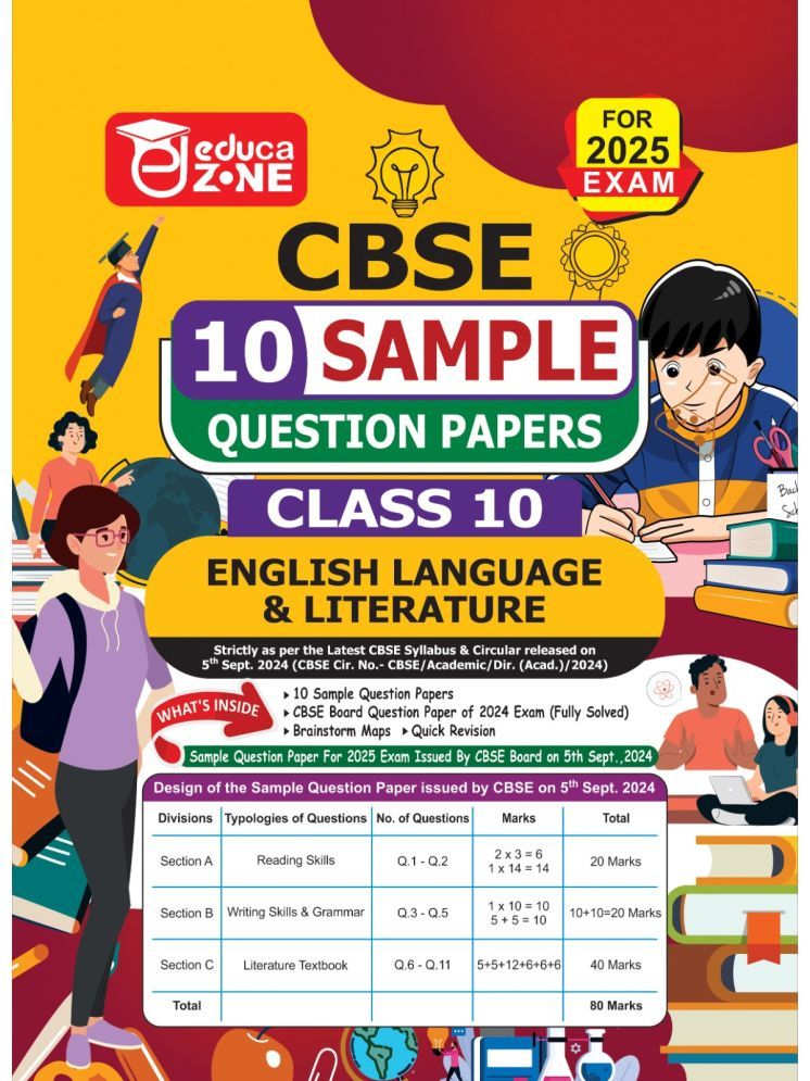     			Educazone CBSE 10 Sample Question Papers Class 10 English Language & Literature Book (For Board Exam 2025)