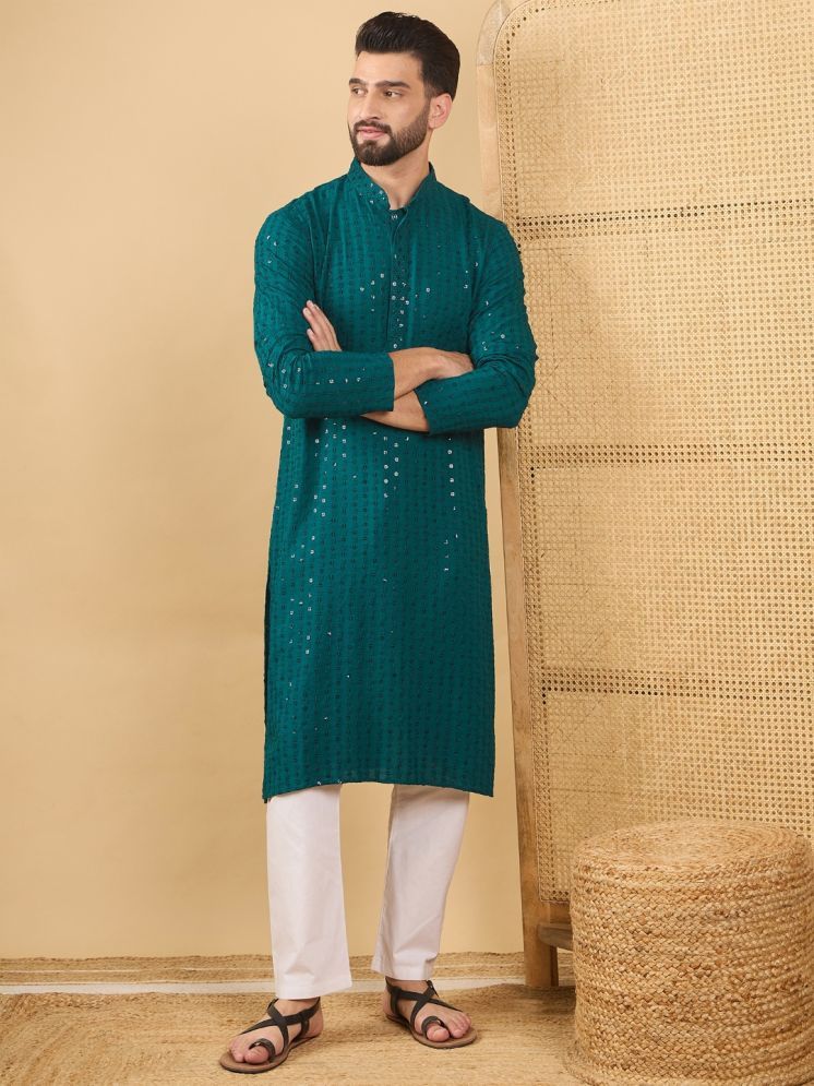     			Ethnic Bay Teal Viscose Men's Regular Kurta ( Pack of 1 )