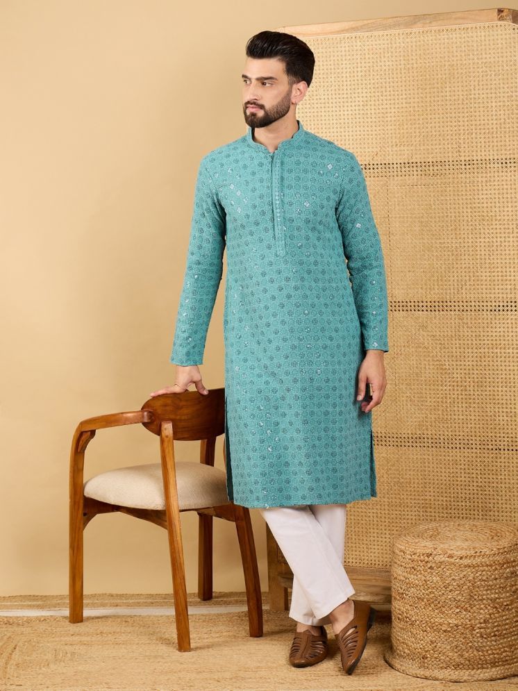     			Ethnic Bay Turquoise Viscose Men's Regular Kurta ( Pack of 1 )