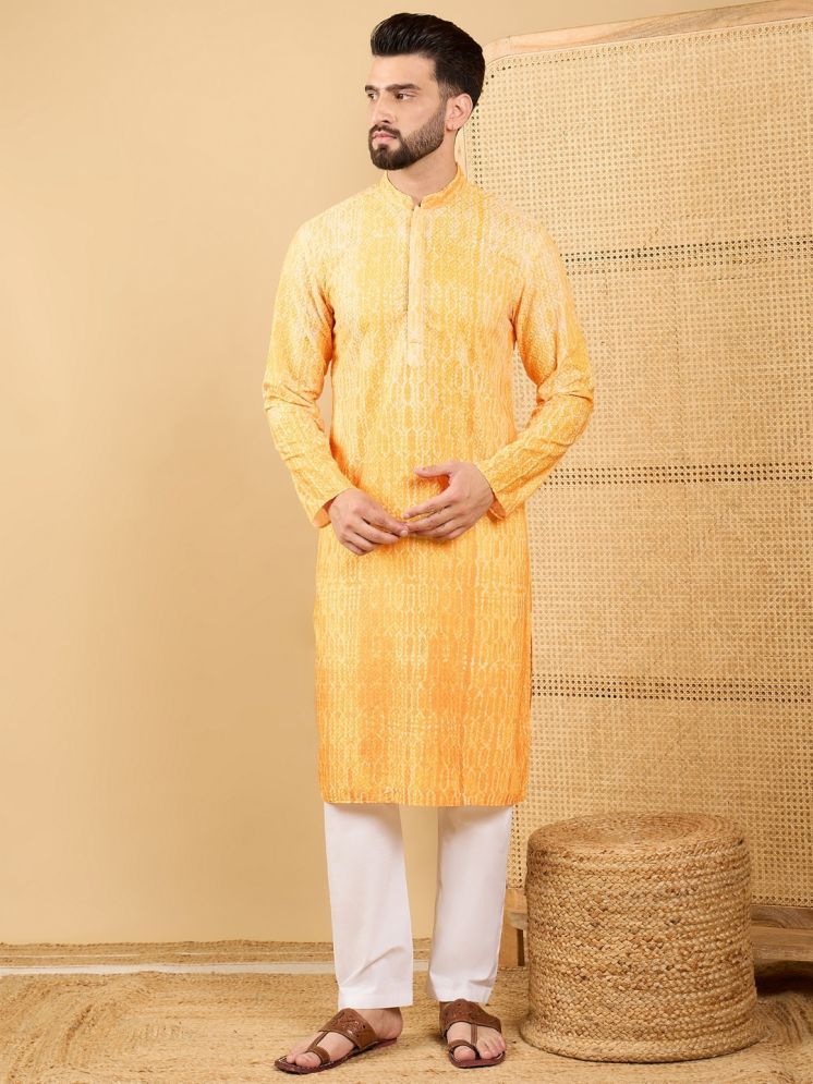     			Ethnic Bay Yellow Viscose Men's Regular Kurta ( Pack of 1 )