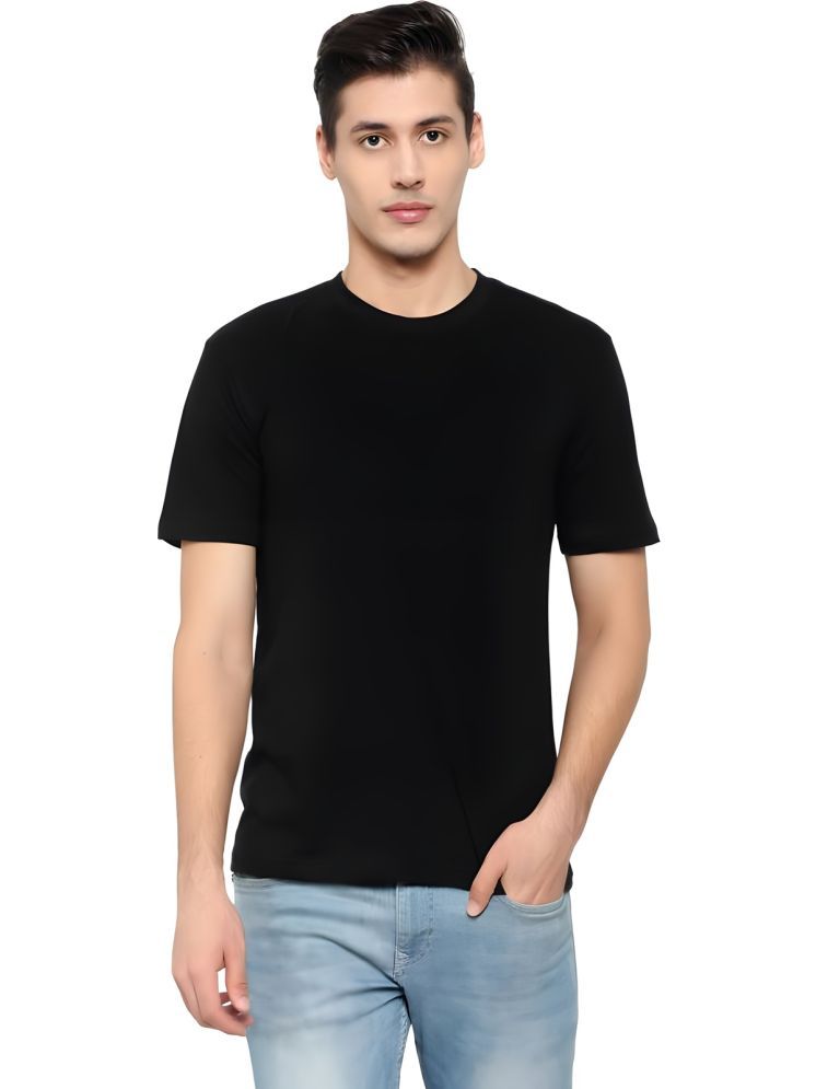     			FSN Polyester Regular Fit Solid Half Sleeves Men's Round T-Shirt - Black ( Pack of 1 )