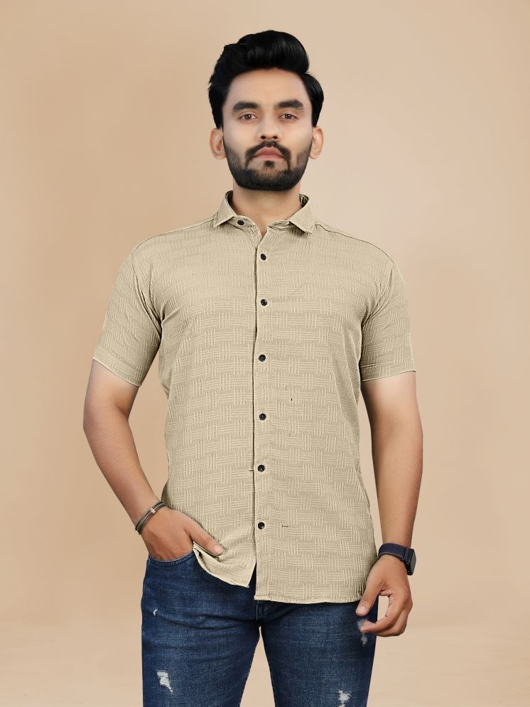     			Fashionfricks Cotton Flex Regular Fit Solids Half Sleeves Men's Casual Shirt - Beige ( Pack of 1 )