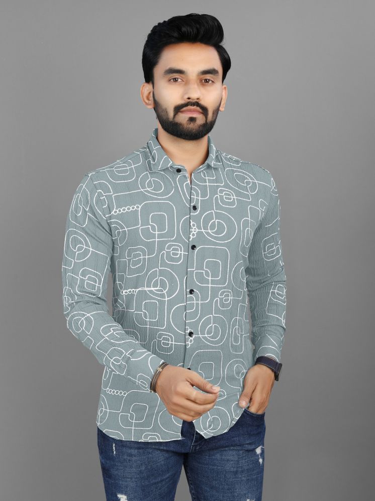     			Fashionfricks Cotton Flex Regular Fit Printed Full Sleeves Men's Casual Shirt - Grey ( Pack of 1 )