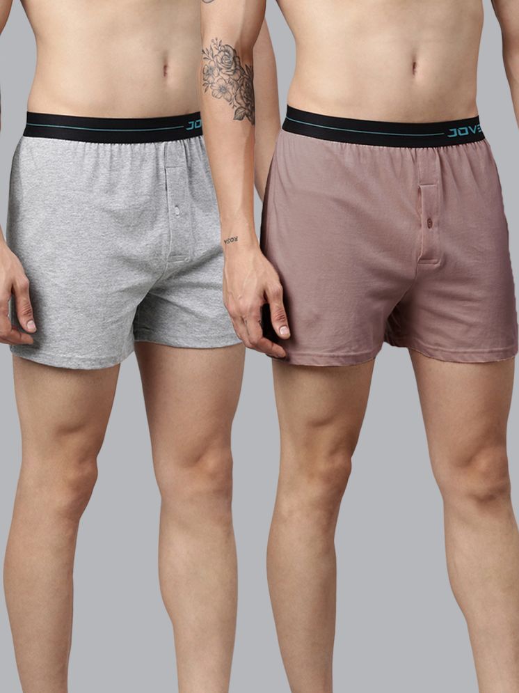     			Joven Pack of 2 Cotton Men's Boxer- ( Grey Melange ) Boxer Shorts