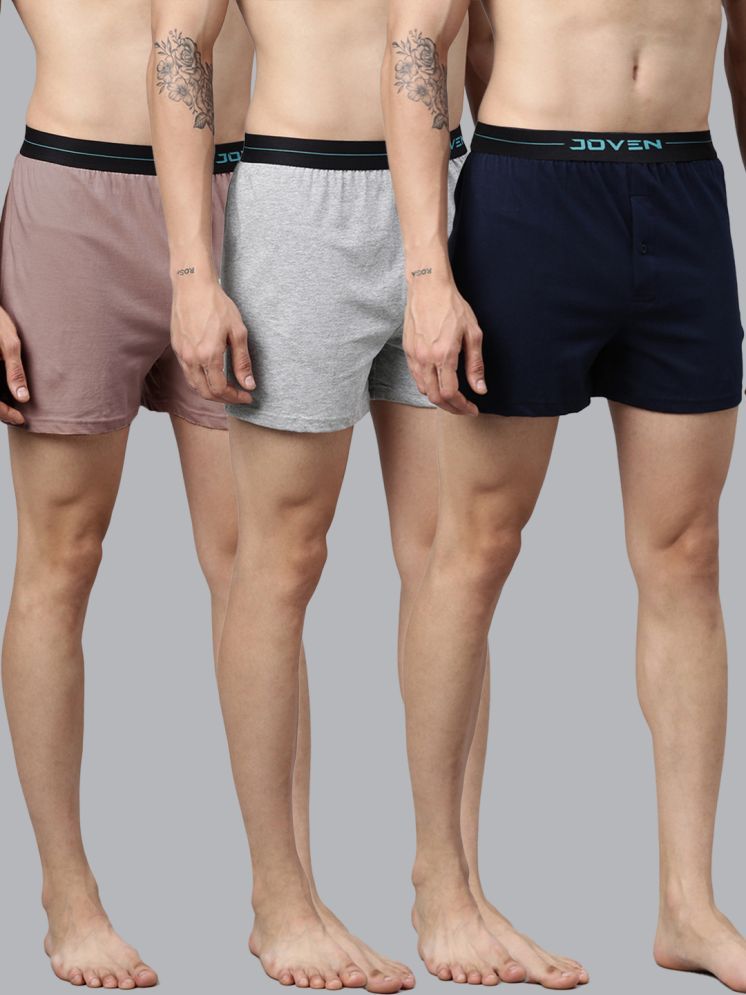     			Joven Pack of 3 Cotton Men's Boxer- ( Navy ) Boxer Shorts