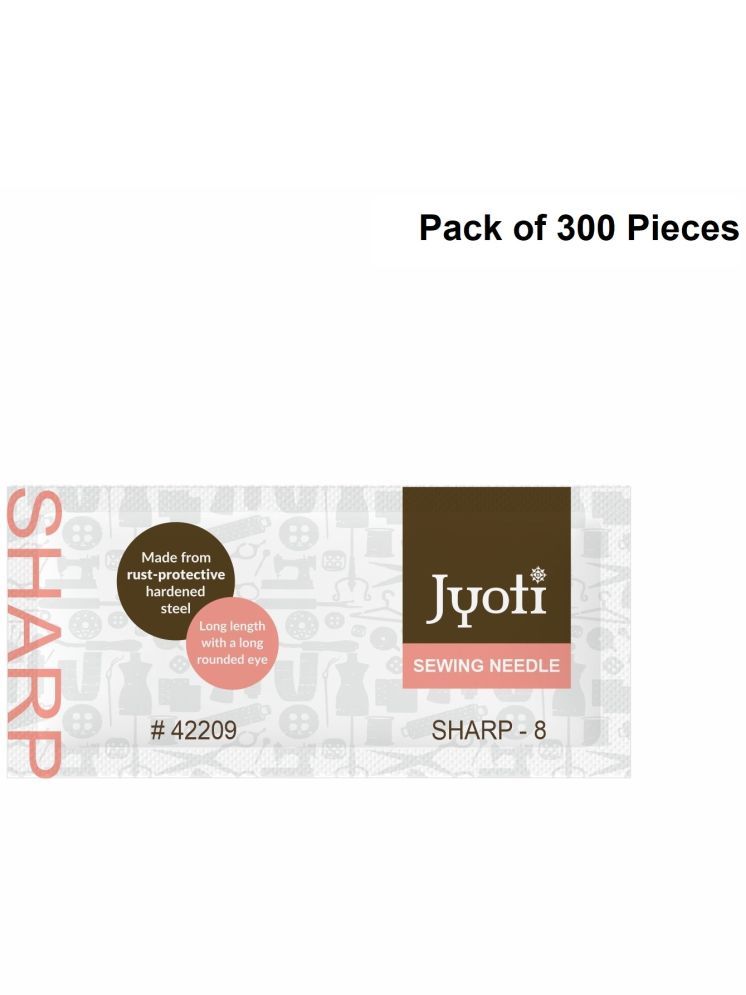     			Jyoti Sharp Hand Sewing Needles, Small Eye & Sharp Point, Rust-Protective, Medium-Length, Cloth Stitching Thread Needle, Steel, Used for All Conventional to General Purpose # 42209 (Size 8) - 300 Pcs