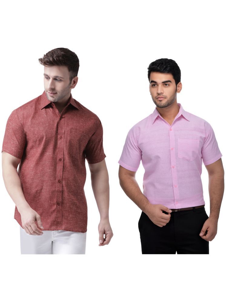     			KLOSET By RIAG Cotton Blend Regular Fit Solids Half Sleeves Men's Casual Shirt - Pink ( Pack of 2 )