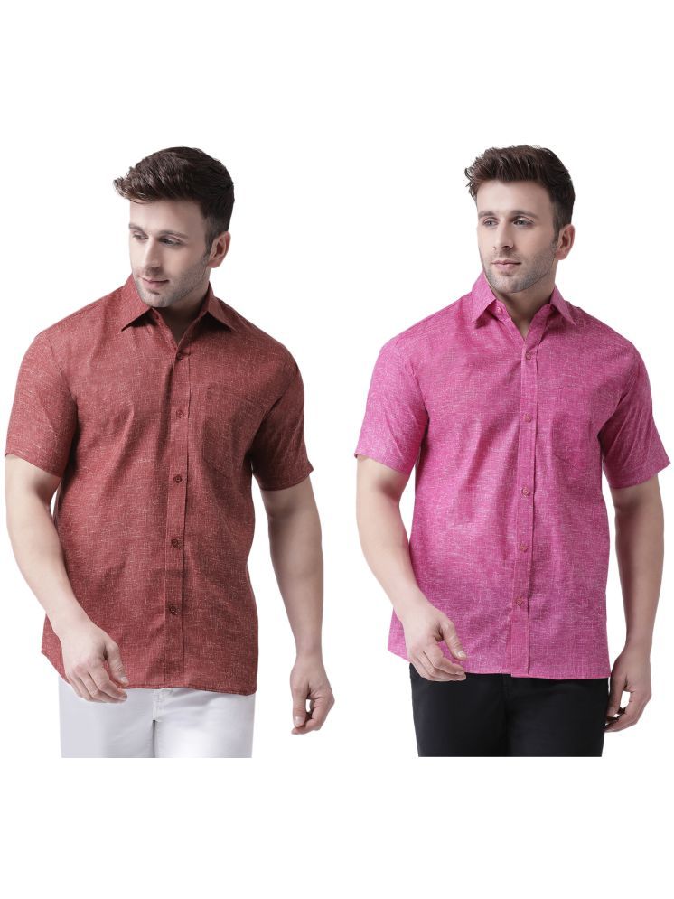     			KLOSET By RIAG Cotton Blend Regular Fit Solids Half Sleeves Men's Casual Shirt - Magenta ( Pack of 2 )