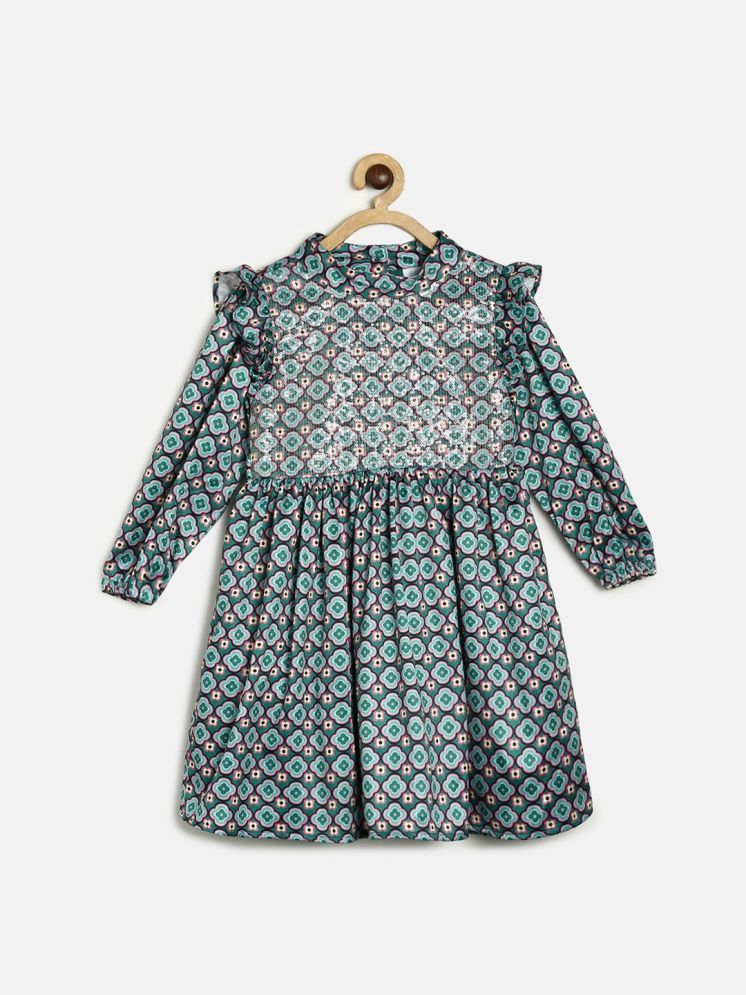     			MINI KLUB Green Cotton Girls A-line Dress ( Pack of 1 )