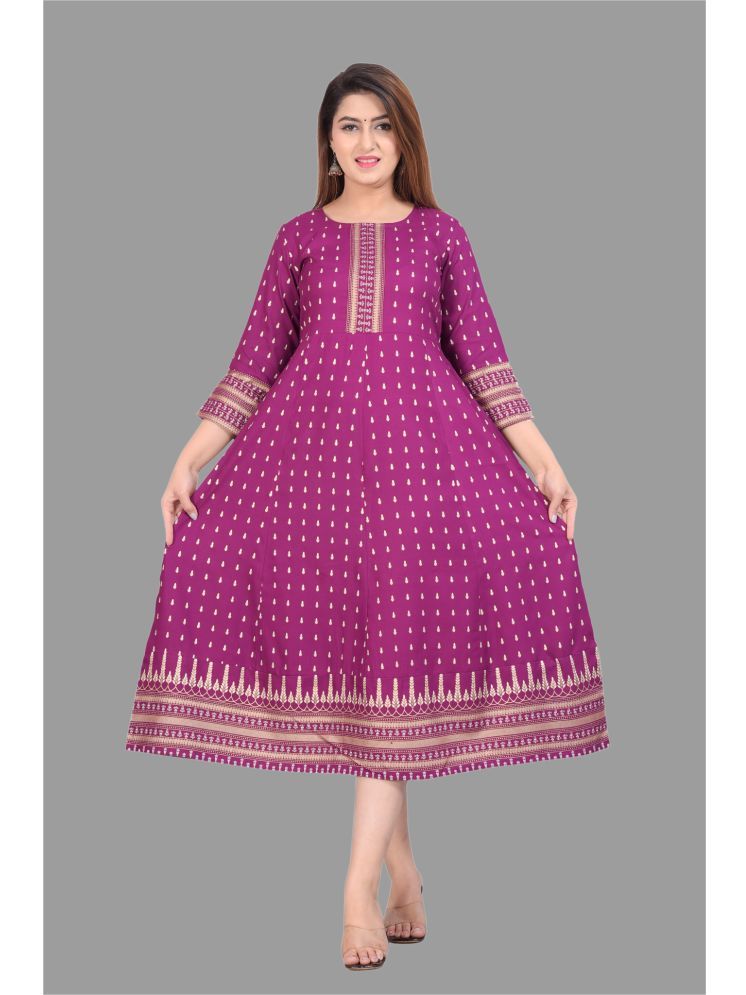     			NUPITAL Rayon Self Design Anarkali Women's Kurti - Purple ( Pack of 1 )