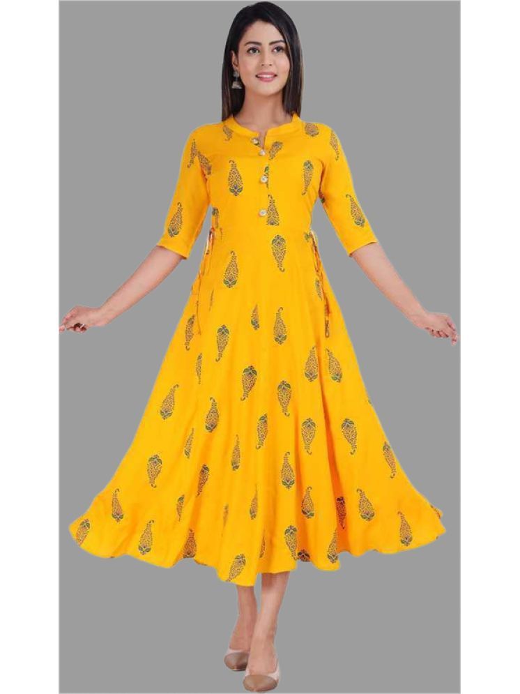     			NUPITAL Viscose Printed Anarkali Women's Kurti - Yellow ( Pack of 1 )