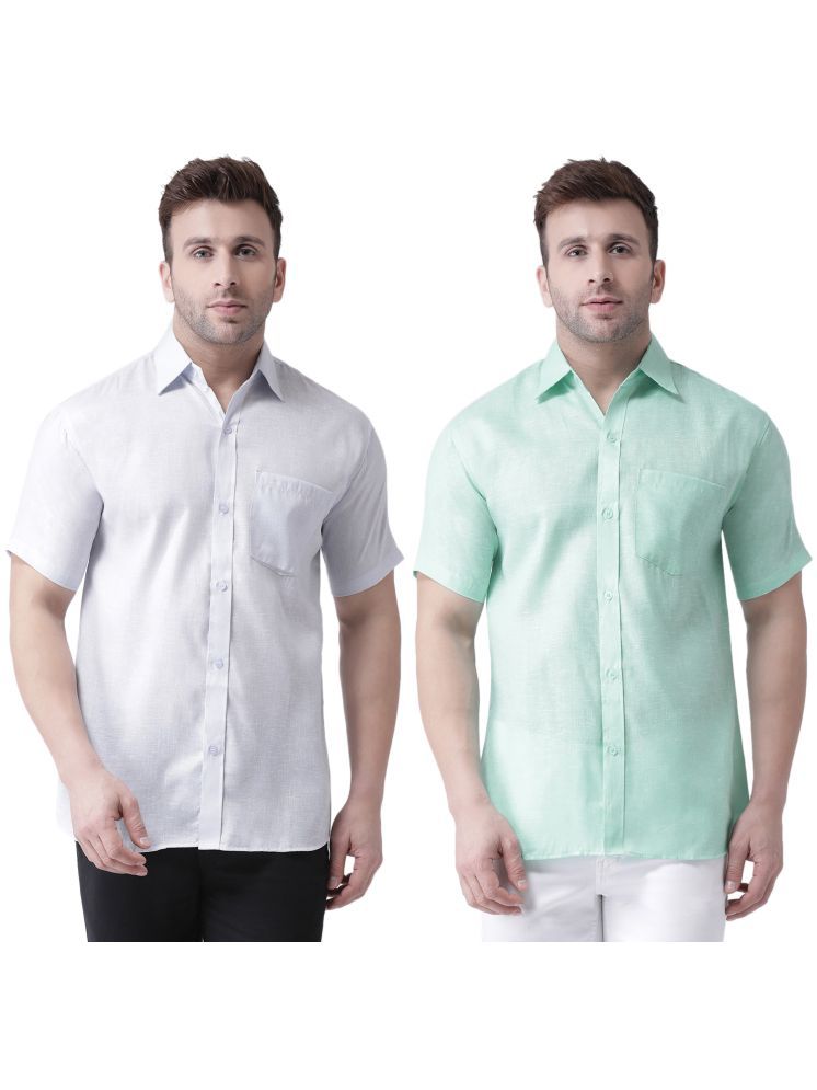     			RIAG Cotton Blend Regular Fit Solids Half Sleeves Men's Casual Shirt - Green ( Pack of 2 )