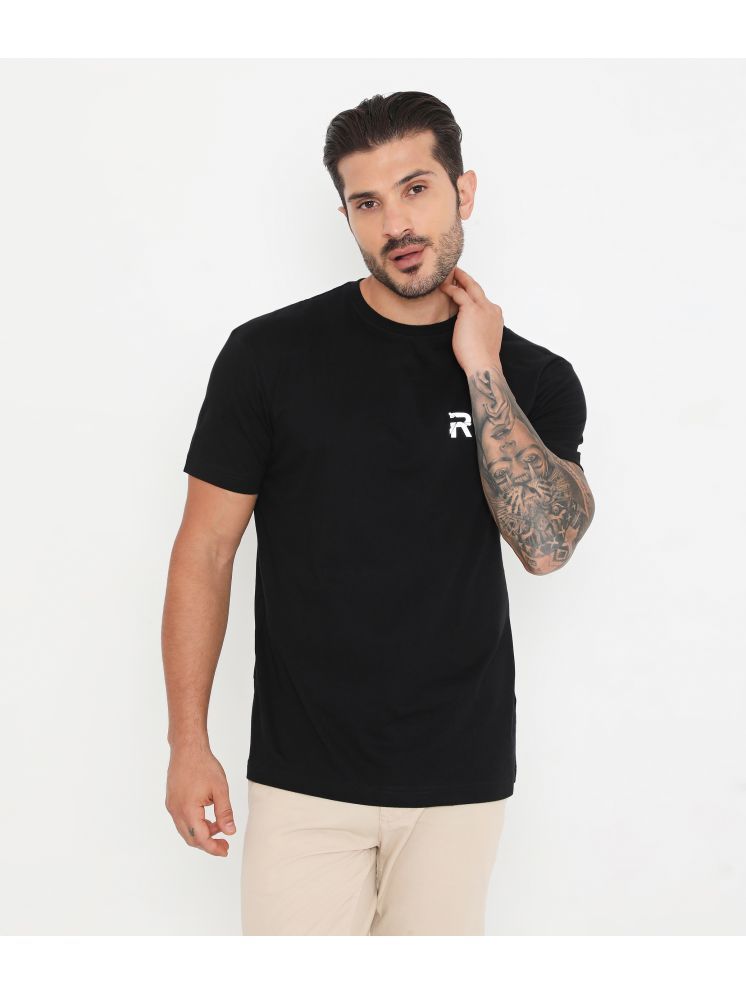     			Rivolta 100% Cotton Regular Fit Solid Half Sleeves Men's Round T-Shirt - Black ( Pack of 1 )