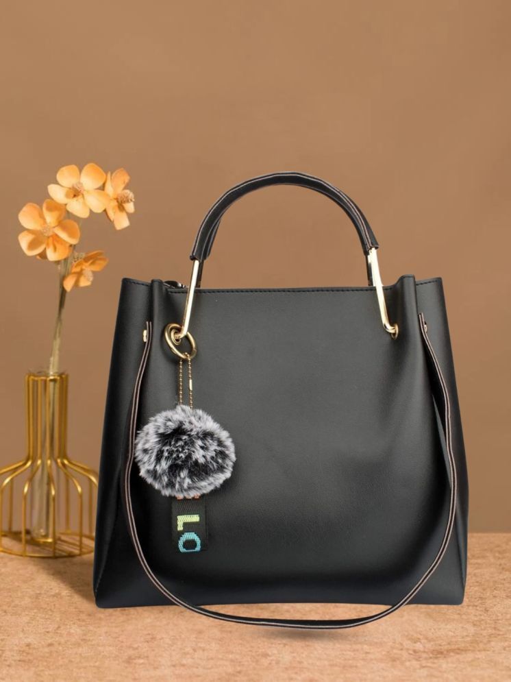     			TCRAZY Black PU Shoulder Bag