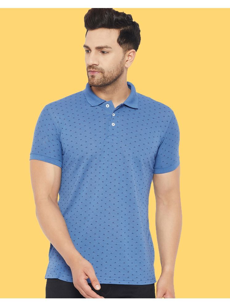     			The Million Club Cotton Regular Fit Printed Half Sleeves Men's Polo T Shirt - Blue ( Pack of 1 )