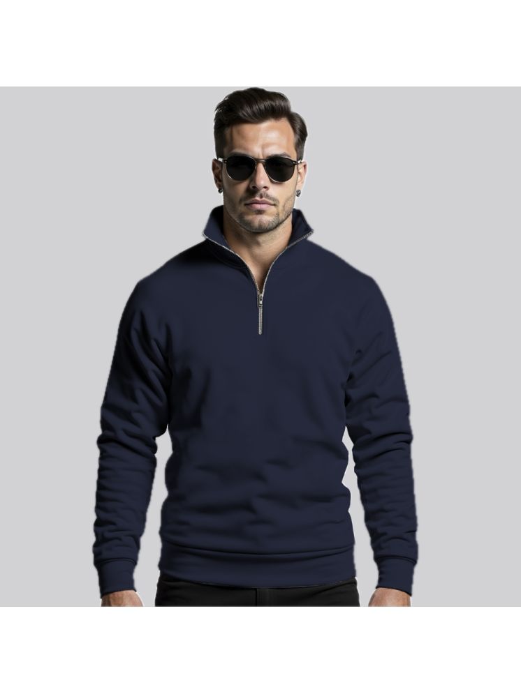     			fashion and youth Fleece High Neck Men's Sweatshirt - Navy Blue ( Pack of 1 )