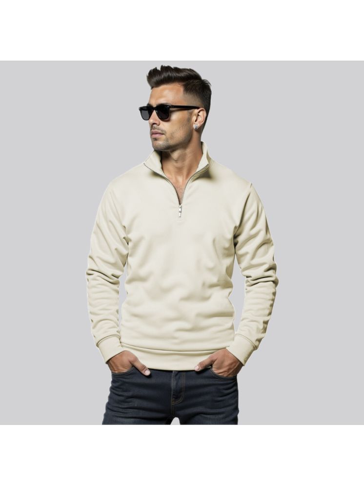     			fashion and youth Fleece High Neck Men's Sweatshirt - Cream ( Pack of 1 )